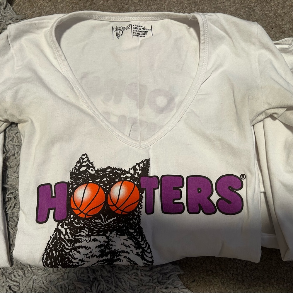Hooters White Basketball long sleeve